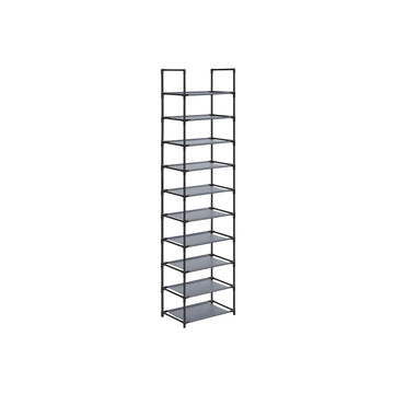 Schoenenrek grijs - opbergrek - 15 paar - non-woven - metaal - 28 x 45 x 173 cm