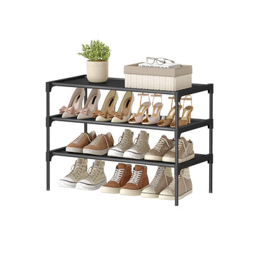 Schoenenrek met meerdere lagen, ruimtebesparend, zwart, 29,7 x 62,3 x 53,5 cm
