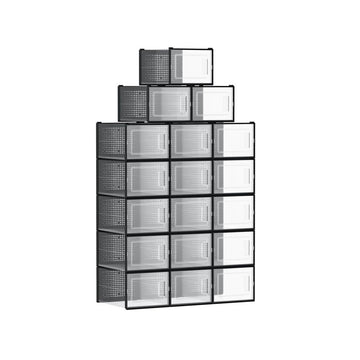 Schoenenboxen - set van 12 - opvouwbaar - transparant wit - 35 x 25 x 18,5 cm