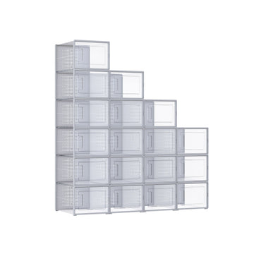 Schoenopbergboxen 18-delig - Transparante Stapelbare Kunststof Bins - 35 x 25,2 x 19 cm