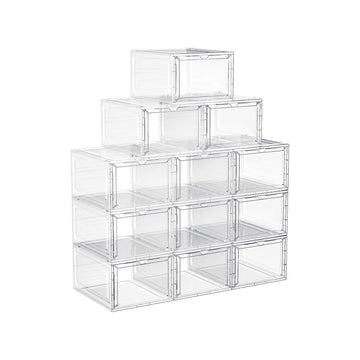 Schoenopbergboxen set van 12 - stapelbare opbergdozen - PP en ABS - 27 x 34,5 x 19 cm
