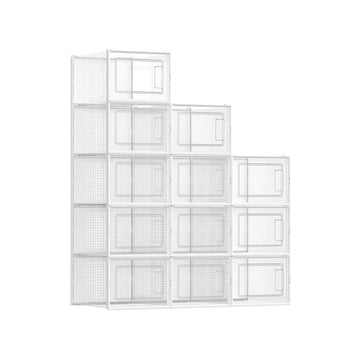 Schoenenboxen set van 12 - Transparant - Voor schoenen t/m maat 46 - 35 x 25 x 18,5 cm