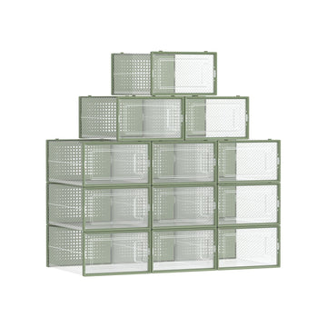 Schoenopbergboxen 12 stuks - Transparante kunststof stapelbaar - PP - 33,5 x 23,2 x 14,3 cm