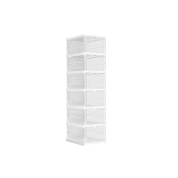 Schoenenkast wit/transparant - 6 stapelbare boxen - kunststof - 35,5 x 25,5 x 105 cm