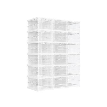 Schoenenkastset transparant wit - opvouwbare organizer - PP/PS - 35,5 x 25,5 x 105 cm