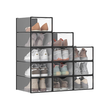 12-delige transparante schoenopbergdozen - stapelbaar - 33,2 x 23 x 14,5 cm