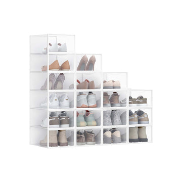 18-delige schoenendoos set - transparante opbergdozen - compact ontwerp - 33,2 x 23 x 14,5 cm