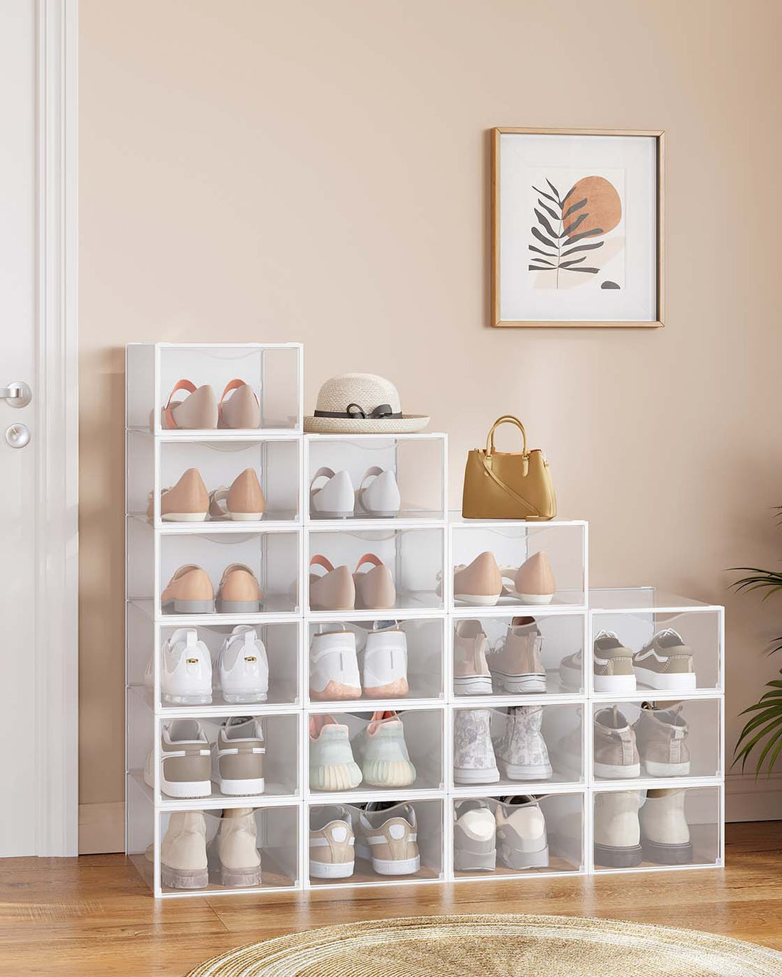 18-delige schoenendoos set - transparante opbergdozen - compact ontwerp - 33,2 x 23 x 14,5 cm