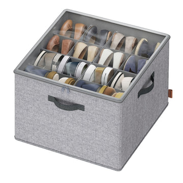 Schoenenorganizer 16 paar, verstelbare vakken, stapelbaar | Duifgrijs | 43x43x32 cm