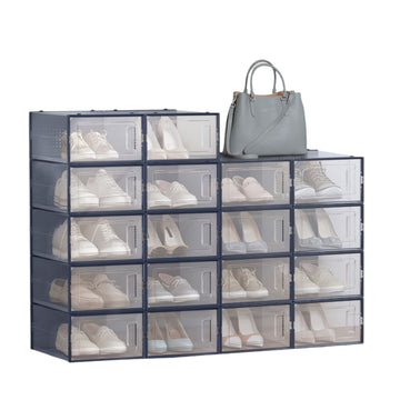 Schoenboxen 18-delige set - kunststof organizer - opbergdozen - 33,5 x 23,2 x 14,3 cm
