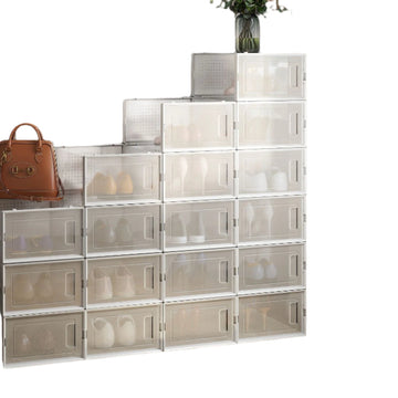 18-delige plastic schoenendozen set - stapelbare schoenenopberger - stofvrij - 33,3 x 23 x 14 cm