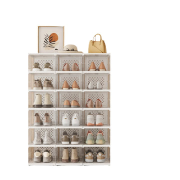 Schoenenkast met 18 dozen - geïntegreerde organizer - 35,5 x 25,5 x 105 cm