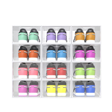 Schoenenopbergboxen met deur, 12 stuks | Transparant-wit | 23x33,2x14,5 cm