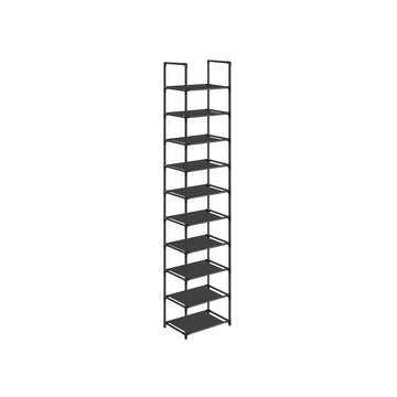 Schoenenrek met 10 niveaus, smal, zwart, 33 x 33 x 173 cm