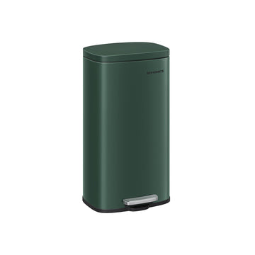 Vintage groene stalen afvalbak met voetpedaal, 30 l, PP-binnenemmer