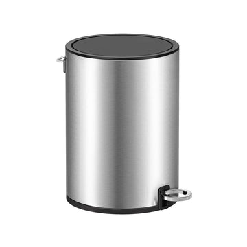 Cosmetica-afvalbak 3 liter met pedaal, soft-close, zilver-zwart, 23,8 x 18,8 x 25,7 cm