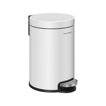 3 liter cosmetica-afvalbak met softclose deksel voor badkamer | Wolkenwit | 17,3x22,4x25,4 cm