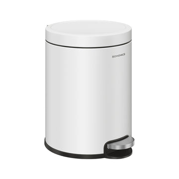 6 liter cosmetica-afvalemmer met softclose deksel voor badkamer | Wolkenwit | 20,5x26x28 cm