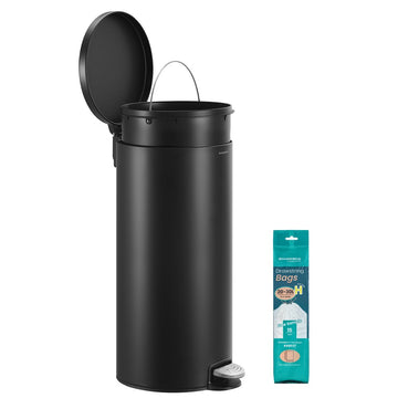 Ronde pedaalemmer 30 L met uitneembare binnenemmer | Tintenzwart | 37,1x29,5x63 cm