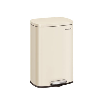Stalen afvalbak 50 liter met kunststof binnenemmer, zandbeige, 43,2 x 37,1 x 63,2 cm