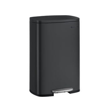 50L zwarte stalen afvalemmer - handsfree - geurcontrole - 42,5 x 31,8 x 65,7 cm