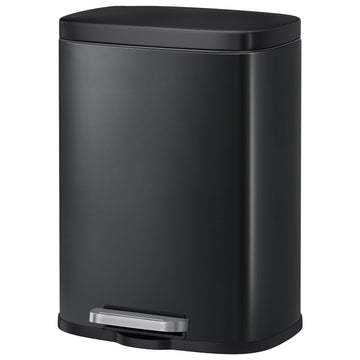 Stalen afvalemmer 12L met pedaal, binnenemmer en softclose | Zwart | 28,6x38,4x25,2 cm
