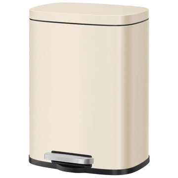 Pedaalemmer 12 l met binnenemmer en softclose, van staal | Beige | 28,6x38,4x25,2 cm