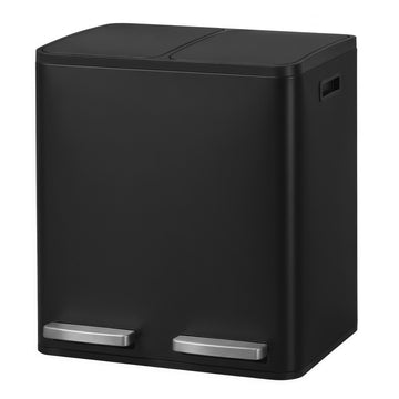 Afvalemmer met 2 vakken 2 x 15 L | Zwart | 35,3x41,8x45,5 cm