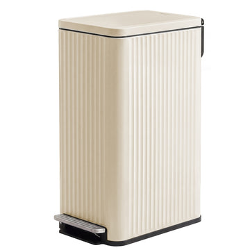 Keukenafvalbak 50 l met pedaal en zacht sluitend deksel | Crème | 26,3x47,6x62,4 cm