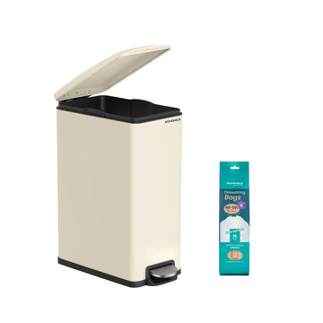 Keukenprullenbak met deksel 50 liter | Zandbeige | 25,5x51,6x64,8 cm
