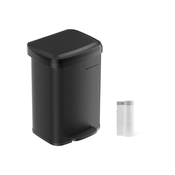 50-liter zwarte stalen prullenbak - duurzaam - 40,4 x 32,1 x 88,6 cm