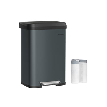 Keukenafvalbak met deksel, 50 l, antraciet, staal, pedaal