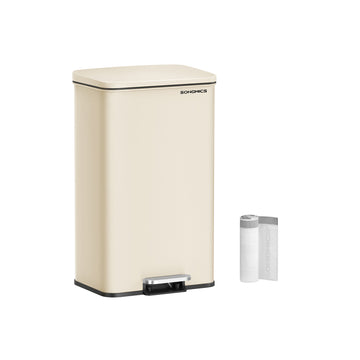 Keukenprullenbak met deksel 40 liter | Sandbeige | 32,1x34,8x55,7 cm