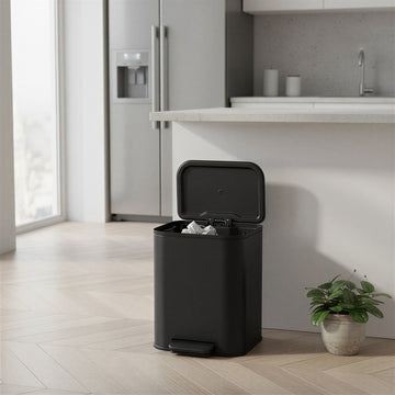 Pedaalemmer 20 liter met binnenemmer en softclose | Inktzwart | 30x36,6x42,5 cm