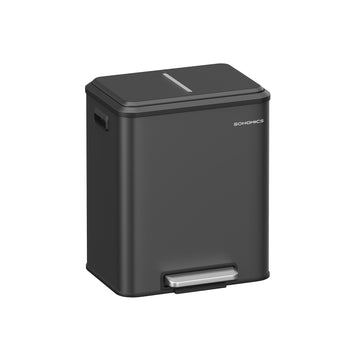 Inktzwarte stalen pedaalemmer 30 liter - 41,7 x 33,2 x 49,4 cm