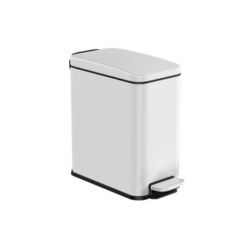 Witte stalen cosmetica-afvalbak - make-up organizer - 5 l - 29,9 x 14,4 x 29 cm