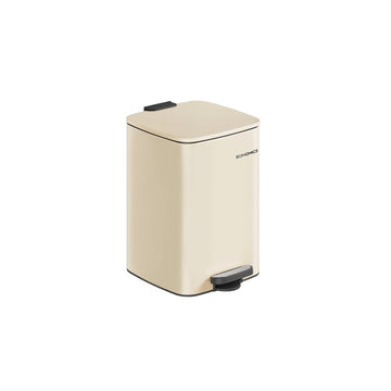Stalen prullenbak met deksel, beige, 20 liter, 34 x 28,5 x 40,4 cm