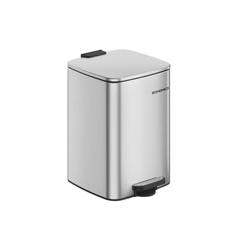 Stalen pedaalemmer - 20 liter - zilver - 34 x 28,5 x 40,4 cm