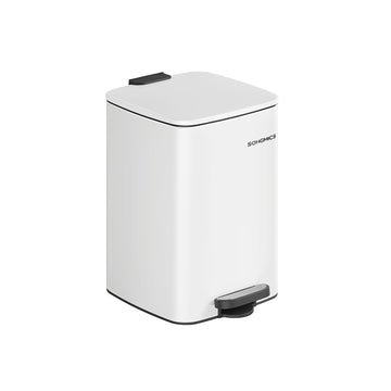 Witte pedaalemmer - stalen afvalbak - 20 liter - 34 x 28,5 x 40,4 cm