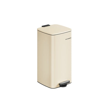 Prullenbak 30L zandbeige staal PP kunststof - groot - binnenemmer - 34 x 28,5 x 54,4 cm