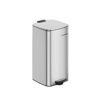 30 liter prullenbak - afvalbak - metaalzilver staal - 30 cm x 30 cm x 45 cm