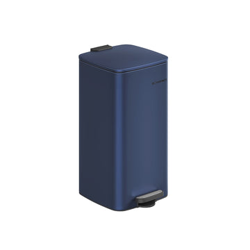 Afvalbak met deksel 30 l - staal en PP - nachtblauw - 34 x 28,5 x 54,4 cm