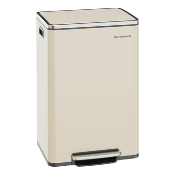 Pedaalemmer 50 liter met deksel en handgrepen | Crème | 37,2x41,6x64,7 cm