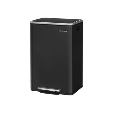 Zwarte pedaalemmer - afvalbak - 50 l - duurzaam staal - 41,6 x 37,2 x 64,7 cm