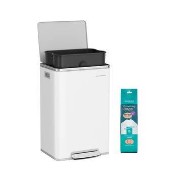 Pedaalemmer 50 L met deksel | Wolkenwit | 37,2x41,6x64,7 cm