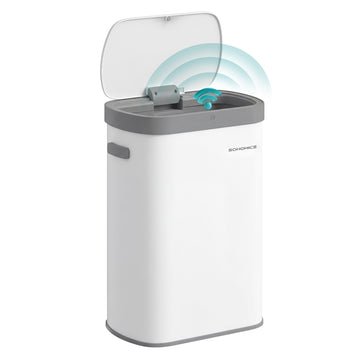 Afvalbak met sensor 50 L voor handbeweging of aanraking | Wit | 27,1x42,5x58,7 cm