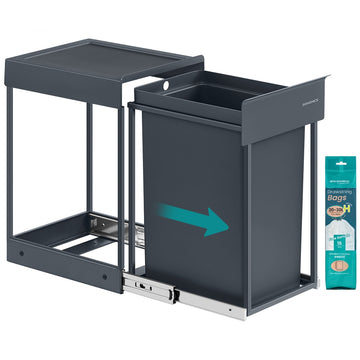 Keukenafvalemmer voor onderkast uitschuifbaar 20 L | Grijs | 25,7x34,7x43,4 cm