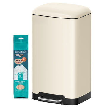 Pedaalemmer 30 l, softclose, uitneembare binnenemmer | Crèmewit | 25x34x61,5 cm