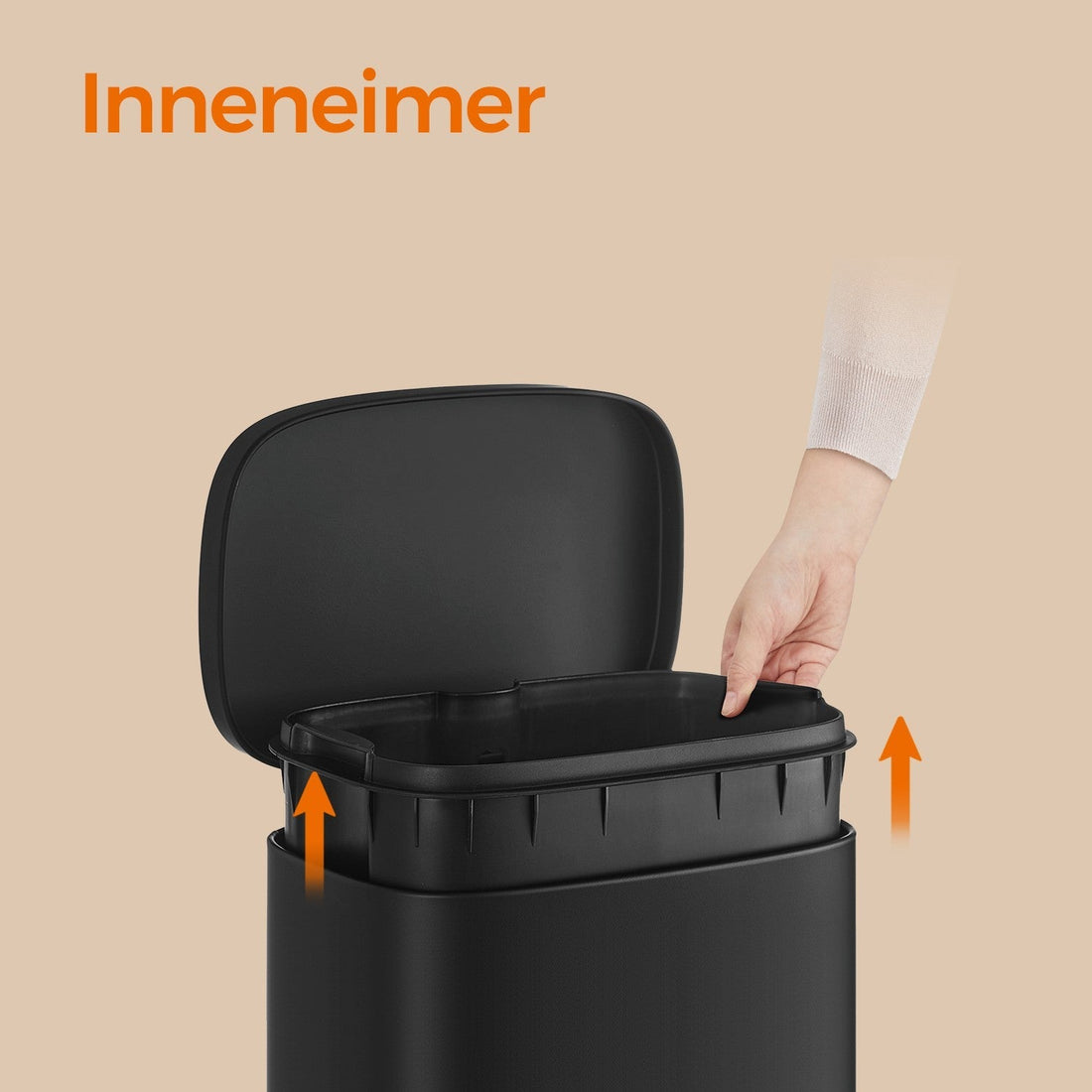 30L zwarte afvalemmer - pedaalemmer - hygiënische luchtdichte sluiting - 35x23.8x63cm