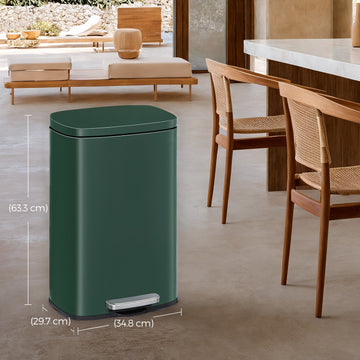 Afvalemmer 50 liter met pedaal, binnenemmer en softclose | Groen | 37,1x43,2x63,2 cm